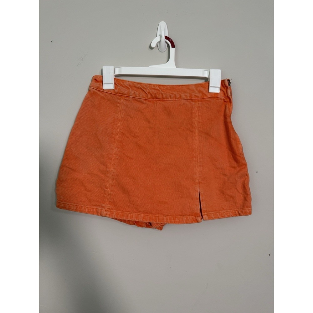 English Factory Basic Wrap Skort Shorts Skirt Casual Orange Sz S Preppy Bright